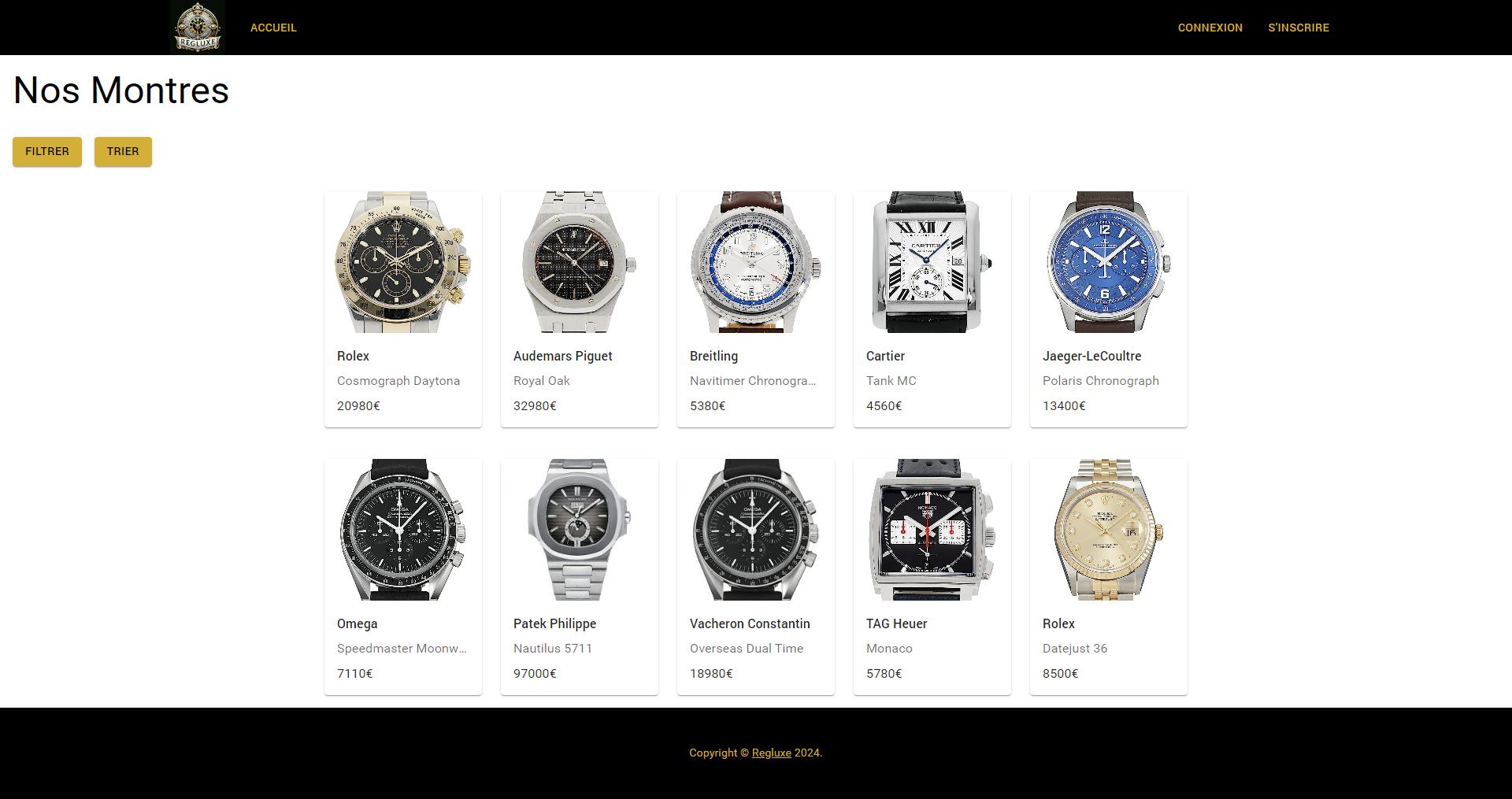 Site ecommerce de montres de luxe